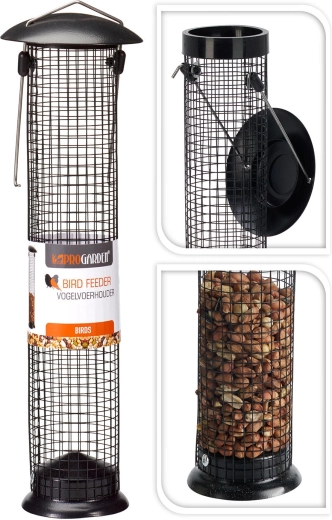 Comedero colgante para pájaros para nueces 9 × 35 cm negro - 1 pieza