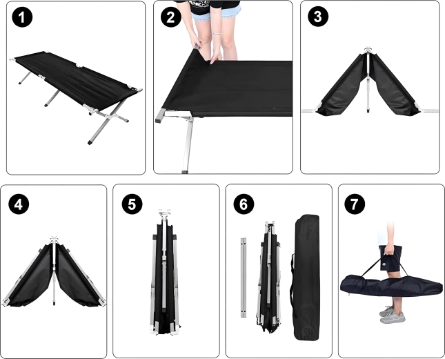 Cama de campaña turística plegable XXL con funda de transporte