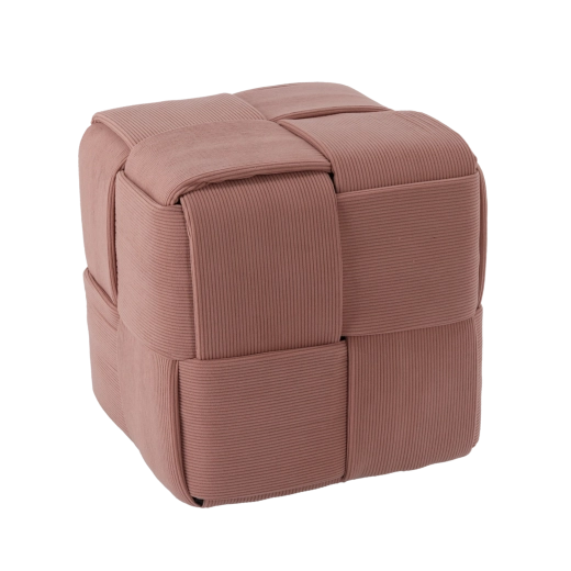 Taburete tejido rosa en forma de cubo 39 × 39 × 39 cm