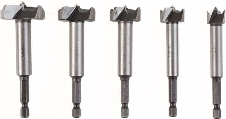 Juego de brocas Forstner para madera de 15–35 mm, 5 piezas
