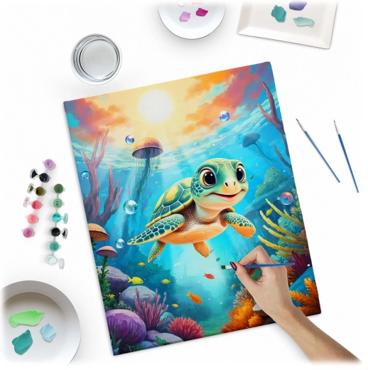 Motivo detallado de tortuguita con colores preciosos