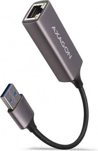 AXAGON USB-A 3.2 adaptador Gigabit Ethernet en acabado metálico, gris titanio