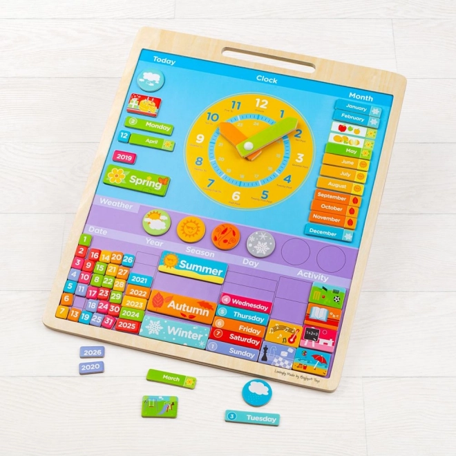 Calendario magnético en inglés con reloj BIGJIGS TOYS
