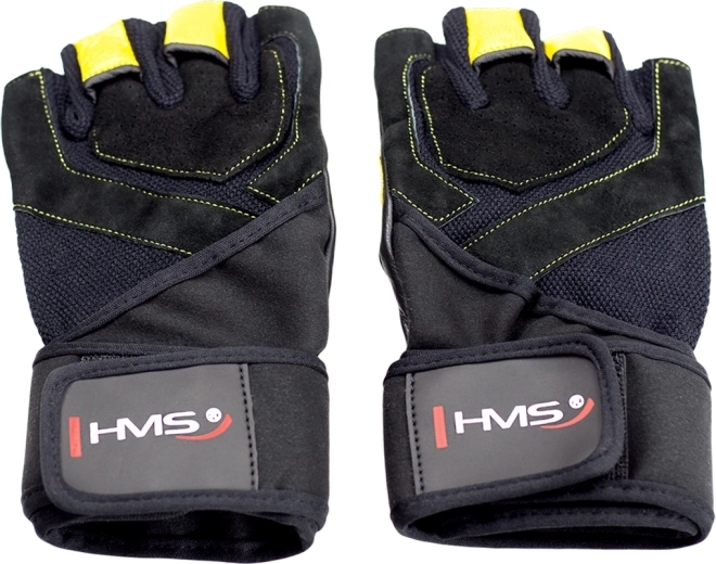 Guantes de fitness con venda para la muñeca HMS – amarilla