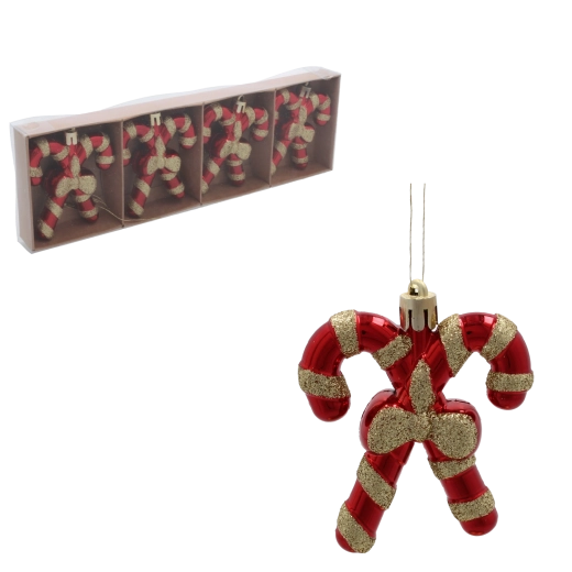 Juego de adornos navideños en forma de bastón de caramelo, 4 uds.