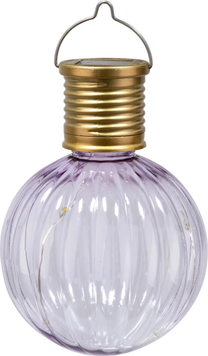Lámpara colgante solar 4 LED, metal y plástico, lila claro