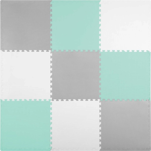 Alfombra puzzle de espuma Ricokids 180 × 180 cm gris-turquesa