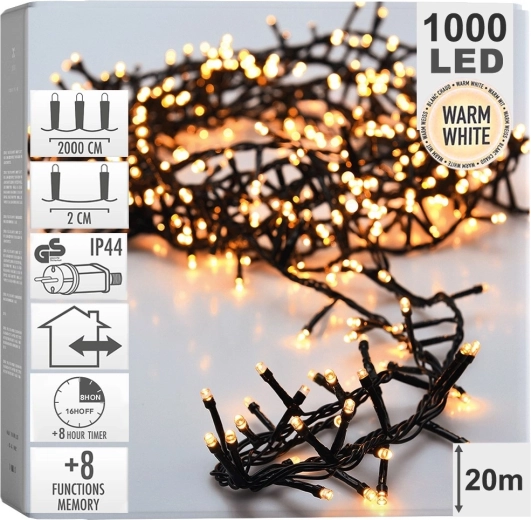 Cadena navideña de 1000 LED, 20 m – blanco cálido