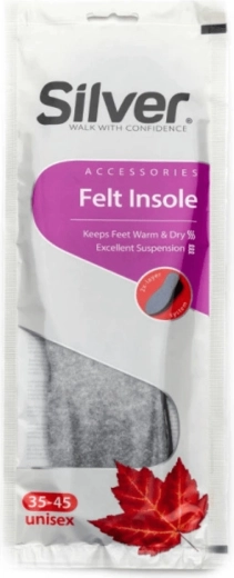 Plantilla Silver felt para calzado con carbón activado, recortable 35–45