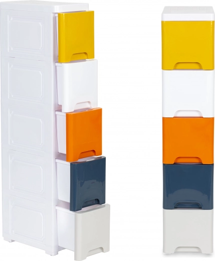 Contenedor para juguetes y accesorios de baño con 5 cajones extraíbles con ruedas modernhome