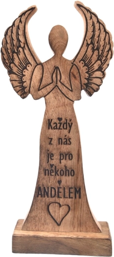 Decoración Ángel de madera de mango «Cada uno de nosotros» 32 cm