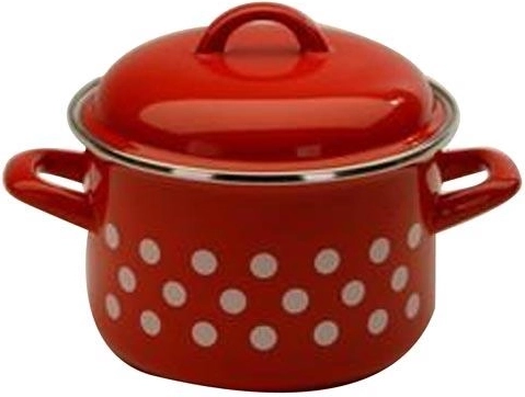 Olla esmaltada con tapa 24 cm, 7 l Puntík rojo