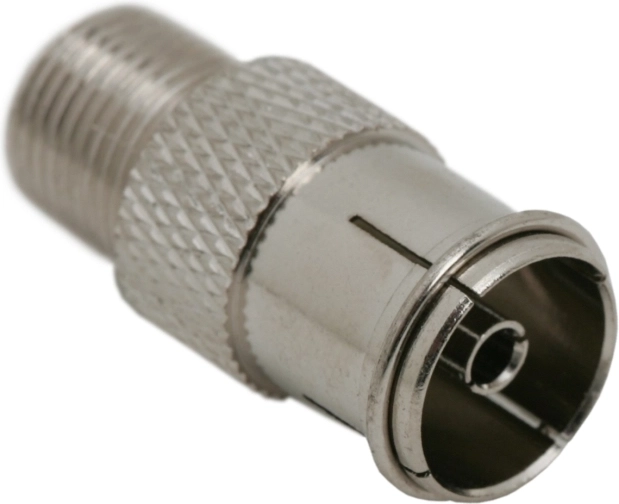 Adaptador metálico de conector hembra F a conector coaxial de TV