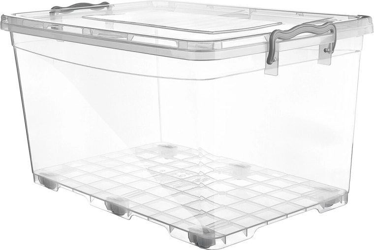 Caja de almacenamiento transparente Multi con ruedas, 80 l