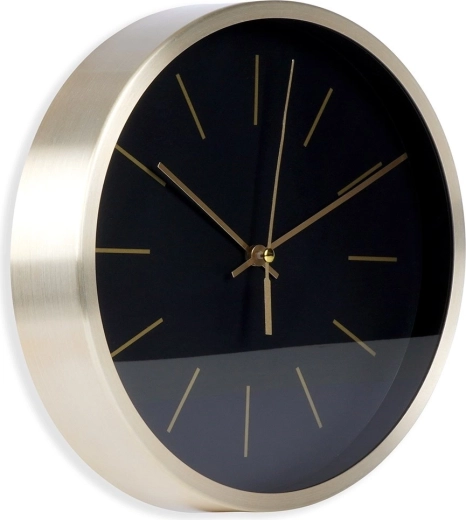 Reloj de pared negro‑dorado 25 cm