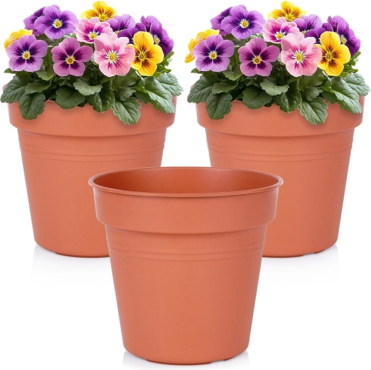 Macetero de jardín de plástico redondo 17 cm, set de 3 uds.