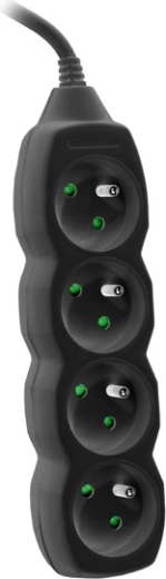 Regleta alargadora con protección contra sobretensiones PowerWatch 3 m, negra (4 tomas)