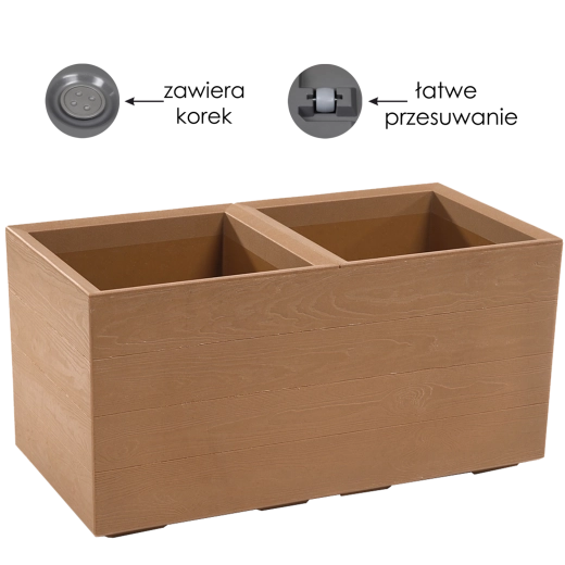 Macetero Karo Eco Wood 80 × 40 × 40 cm, madera natural