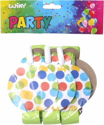 Matracas de fiesta con lunares 6 uds