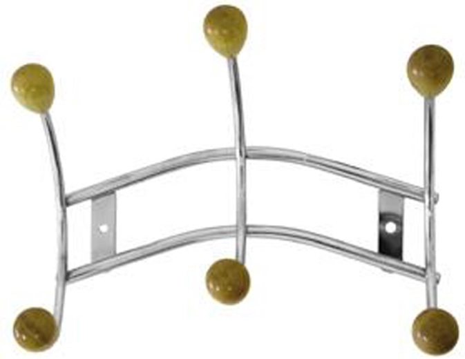 Perchero de pared con 3 ganchos, cromado con extremos de madera 16 × 23,5 cm