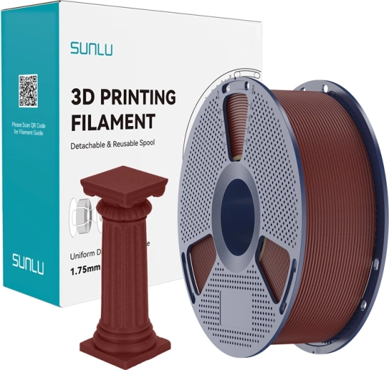 Filamento Sunlu PLA High‑Speed marmolado rojo ladrillo
