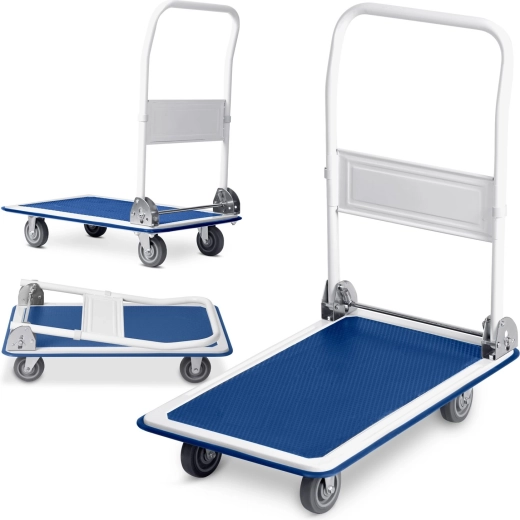 Carro de plataforma plegable Humberg 150 kg, blanco y azul