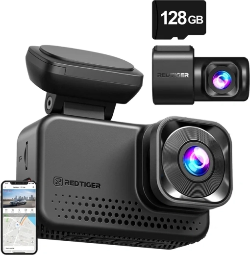 Cámara para salpicadero REDTIGER VC70 4K y 2,5K con Wi-Fi y tarjeta de 128 GB