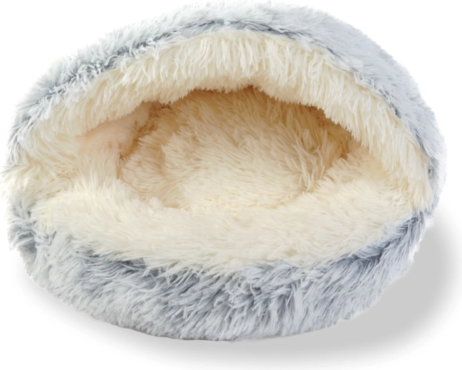 Cama redonda de felpa para gatos de 50 cm, gris