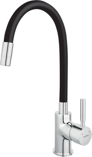 Grifo de fregadero de pie con brazo elástico FERRO, negro/cromo
