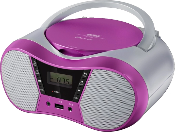 Reproductor de CD portátil con Bluetooth y USB rosa