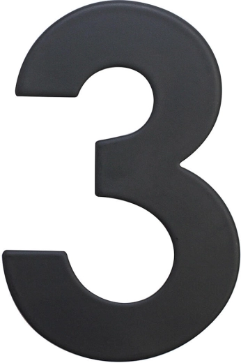 Número de casa 3, 75 mm, acero inoxidable, negro mate