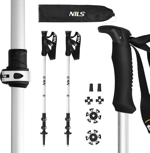 Bastones de trekking NILS TK8602 con cierre rápido y empuñadura de EVA