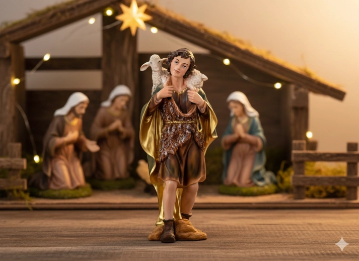 Figura de pastor para belén de 70 cm de poliresina