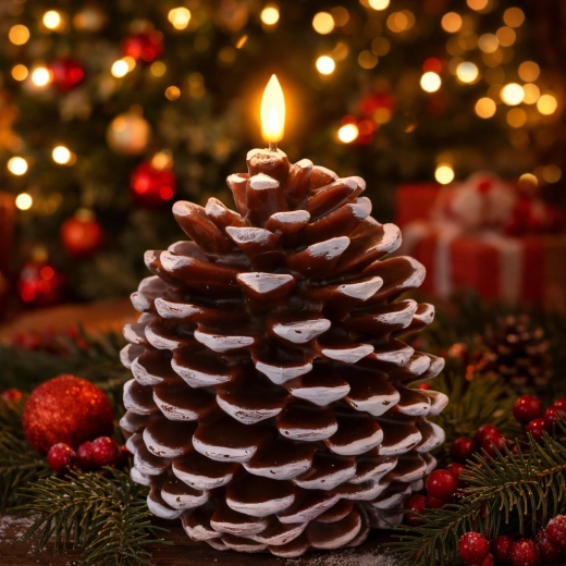 Vela LED con forma de piña de cera auténtica 10,5 × 15 cm - 1 unidad