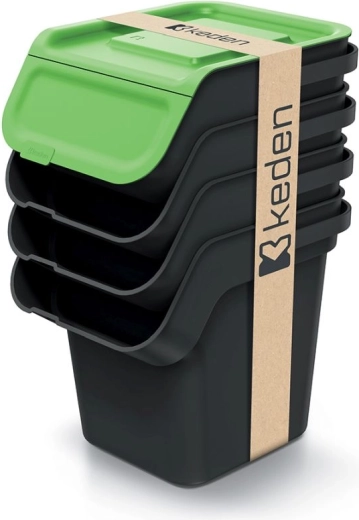 Juego de cubos de clasificación Kaddi Q con filtro 4×20 l, plástico reciclado