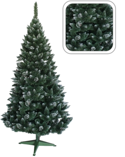 Árbol de Navidad artificial nevado tipo pino con purpurina y piñas 180 cm