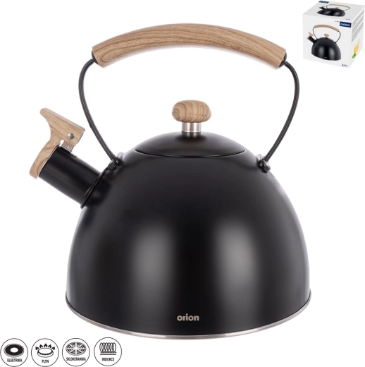 Tetera de acero inoxidable con silbato Black 2,5 l