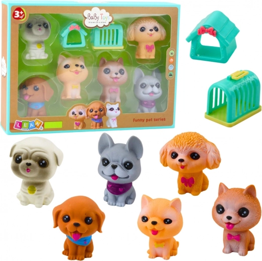 Figuritas de goma de perritos con sonido - set de 6 uds.