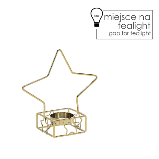 Candelabro metálico dorado en forma de estrella para velas de té