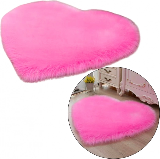Alfombra de felpa rosa con forma de corazón 40x50 cm