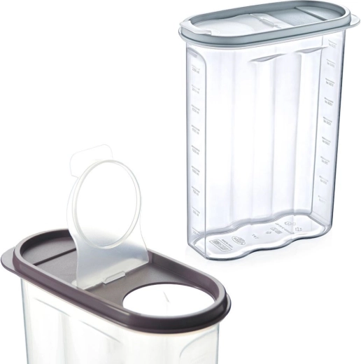 Recipiente de plástico para alimentos secos con dosificador abatible y medidor 2,4 l