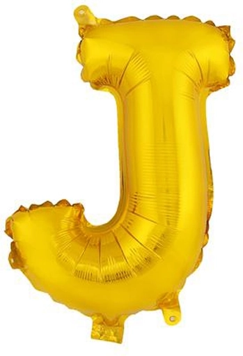 Globo de foil letra J 30 cm dorado