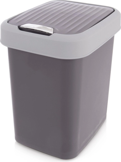 Papelera de plástico 12 l gris ORION con tapa basculante
