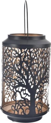 Candelabro metálico en forma de árbol negro-dorado 18 cm