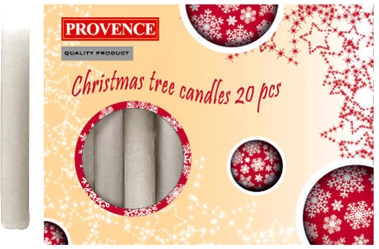 Velas navideñas Provence 10 cm, blancas, set de 20 uds.