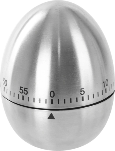 Minutero de cocina mecánico de acero inoxidable con forma de huevo