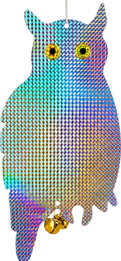 Espantapájaros colgante reflectante holográfico en forma de búho, grande - 1 unidad