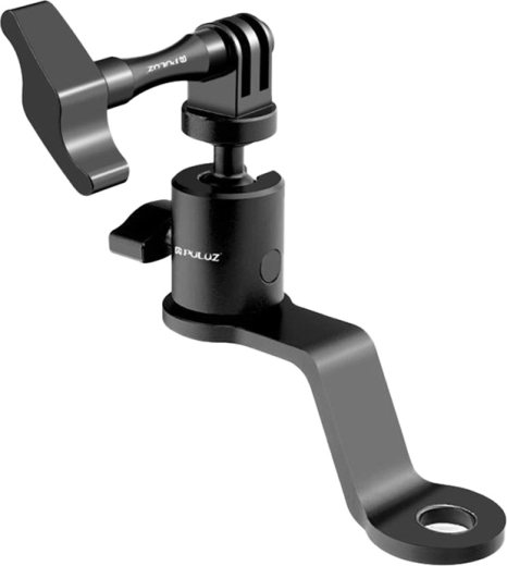 Soporte de cámara de aluminio para espejo retrovisor de motocicleta Puluz (negro)