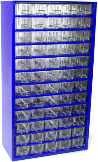 Armario metálico de taller con 60 cajones pequeños 30,5 × 55 × 15,5 cm TOKOZ