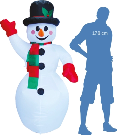 Muñeco de nieve hinchable luminoso que saluda 187 cm
